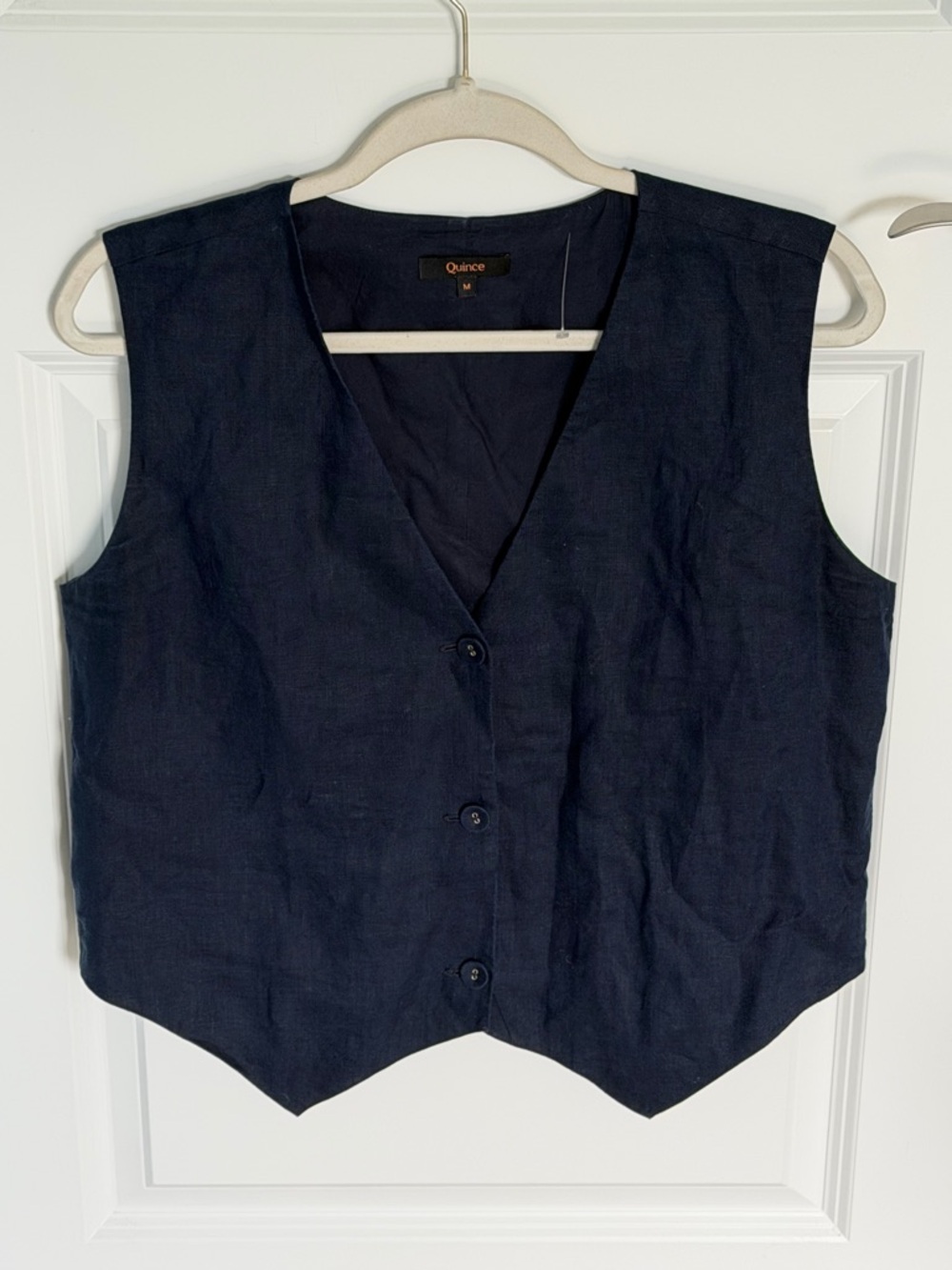 Quince Women's Deep Navy 100% European Linen Vest Size Medium 39848 - Picture 3 of 14